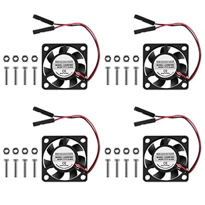 Imagen de 4 ventiladores de Raspberry Pi, ALMOCN Pi DC sin escobillas ventilador refrigeración 3,3 V 5 disipador calor enfriador 30 x 7 mm para 4, 3 B+, 3B, 2, B+