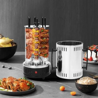Imagen de Mini parrilla de doner para el hogar, pollo, máquina kebab eléctrica, vertical, pincho dönerspieß grill acero inoxidable asador barbacoa mesa con 6 pinchos