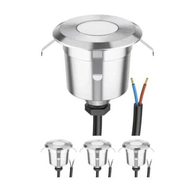 Imagen de ledscom.de 4 LED Lámpara empotrable de suelo AGENA para exteriores, IP65, acero inoxidable, redonda, 60mm Ø, blanco cálido