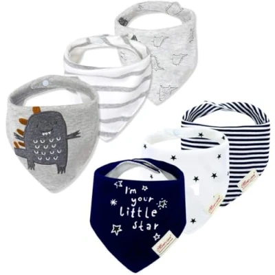 Imagen de SLOSH 6 Baberos Bebe Bandanas Recien Nacido Niña Niño Bufanda Toalla Drool Babas Tela Algodon Para Bebé Absorbente Suaves Dentición Unisex