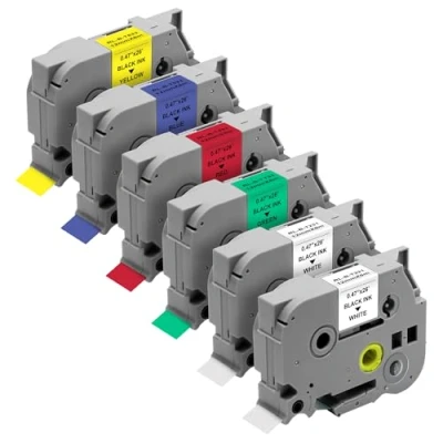 Imagen de Lote de 6 cintas para impresora Brother P touch PT H110, H107, E100, D210, etiqueta recarga TZe 231, TZ231, 431, 531, 631/731, 731, 12 mm x 8 m Phonillico®