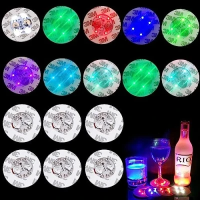 Imagen de Posavasos LED Niziroo, Pegatinas Autoadhesivas iluminadas: 16 LED, Luces Adhesivas, de 7 Colors, Tazas para café Cerveza