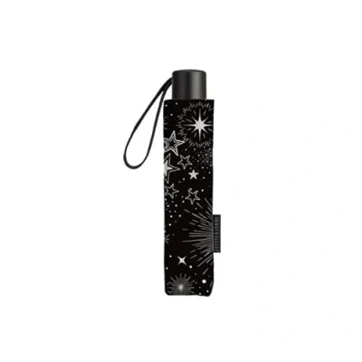 Imagen de Paraguas de mujer plegable DEVOTA y LOMBA Sistema Antiviento Ligero Estampado Original cielo estrellas Color Negro