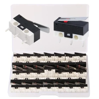 Imagen de Gebildet 50pcs Momentáneo Micro Límite Interruptor, 1A 125VAC 3Pines SPDT, Largo Bisagra Palanca para Arduino