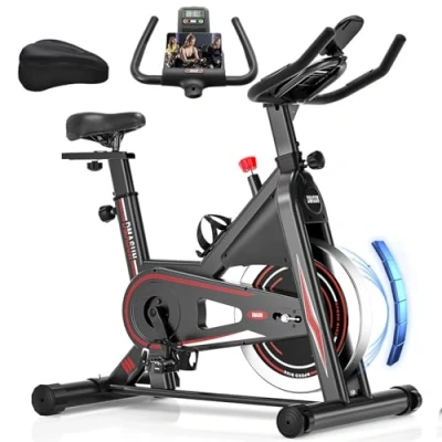 Imagen de Bicicleta Estatica, Bici Estatica Profesional DMASUN con Mayor Resistencia Magnética, Más Silenciosa, Cómoda y Estable, Capacidad de Carga Hasta 160 kg (Funda Sillin Incluida)