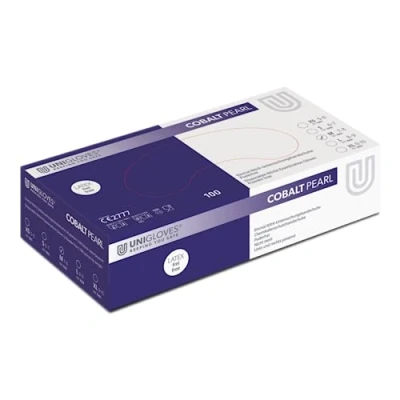 Imagen de UNIGLOVES Cobalt Pearl Guantes de examen nitrilo, Multiuso, Sin polvo y látex, desechables, Caja 100 guantes, Cobalt, Talla M GP1014, Cobalto