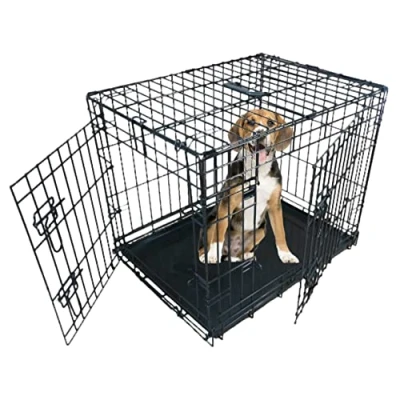 Imagen de Ellie Bo Jaula plegable tamaño XXL de 122 cm para perros con dos puertas y bandeja metálica negra resistente a mordiscos