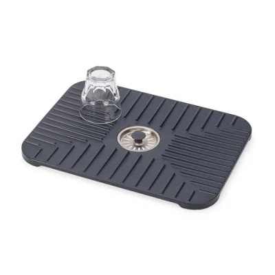 Imagen de Joseph SinkShield Protector de Fregadero con Tapón, Protege Vasos y Platos, Tapón Extraíble, Antideslizante, Drenaje Rápido, Grande