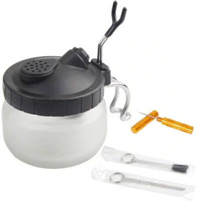 Imagen de Fengda BD 778 Kit de limpieza completa para aerógrafo, bote con soporte, 5 cepillos limpieza, púas 1 aguja lavado