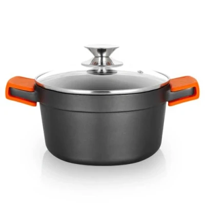 Imagen de Orbegozo CDH 3020 Cacerola Honda Aluminio Fundido, Superficie Antiadherente Libre de PFOA, 2.8 L, Tapa, Asas Silicona