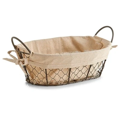 Imagen de Zeller Brotkörbchen Countrystyle, m. Griffen, Draht/Leinen, Braun 18091 Cesta de Pan Asas, marrón/Beige, ca. 30 x 21 11 cm