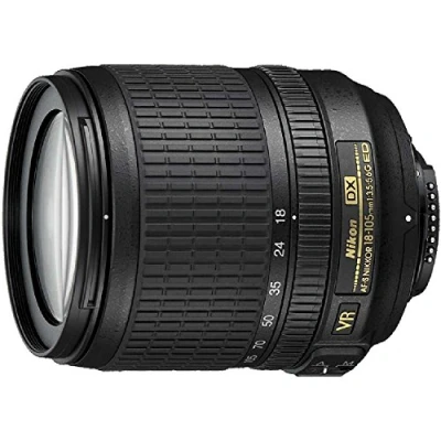 Imagen de Nikon AF S DX VR 18 105mm G Objetivo para Montura F de (Distancia Focal 27 157.5mm, Apertura f/3.5 5,6, estabilizador) Color Negro