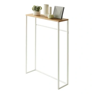 Imagen de YAMAZAKI Acento Estrecha Home Modern Consola Entrada o Sala de Estar, Mesa Delgada Metal y Madera para Pasillo sofá Acero, aleado, White, Talla única