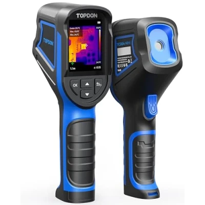 Imagen de TOPDON Cámara térmica TC004 Mini, resolución IR de 240 x 240, 15 horas autonomía, 20 C a 450 C, 25 Hz, alertas temperatura para el mantenimiento del hogar, inspección fugas, CVC