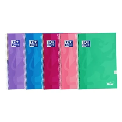 Imagen de Oxford, Cuadernos A4 (Folio) Cuadrícula 4x4, Tapa Extradura, 80 Hojas, Pack 5 Libretas, Colores Tendencia