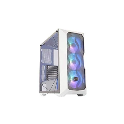 Imagen de Cooler Master MasterBox TD500 Mesh White Caja PC ARGB Frontal Mallado Líneas Poligonales, 3 x 120 mm Ventiladores Preinstalados, Panel Lateral Vidrio, Configuraciones Flujo de Aire Color Blanco