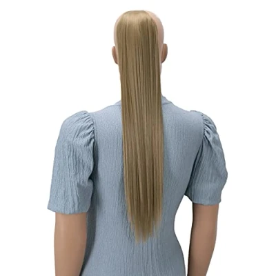 Imagen de CAISHA 60cm Postizo Extensión De Cabello Cola Caballo Trenza Con 2 Cintas Liso Rubio Ceniza HC23