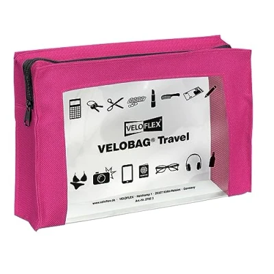 Imagen de VELOFLEX 2705371 VELOBAG Travel DIN A5 bolsa pequeña con cremallera multiusos, textil y PVC, rosa, 1 pieza