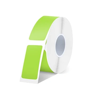 Imagen de SUPVAN E10 Etiquetas Autoadhesivas, térmicas para el hogar, la oficina y escuela, compatibles con las etiquetadoras E10/E16，14 mm*30 mm, 220 Unidades/Rollo (Verde)