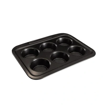 Imagen de MasterPRO Foodies Molde Cuadrado de Horno hasta 250 Grados para 6 Muffins Reparto Uniforme Calor Fabricado Acero al Carbono Fondo Antiadherente Desmontable y Fácil Lavar