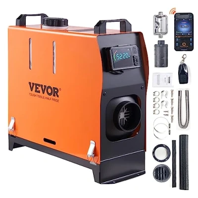Imagen de VEVOR Calentador Diésel Portátil Todo en Uno 12V 5 8KW 0,16 0,52L/h de Aire 8 36C Ajustable 15 20m² Control Inteligente LCD Bluetooth Mando Distancia 5L Tanque para Barco RV Auto
