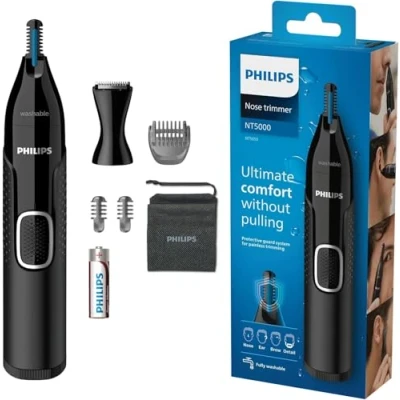 Imagen de Cortapelos nariz Philips NT5650/16 , Recortador de precisión para nariz, orejas y cejas, 3 peines guía, Funda viaje, Negro