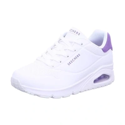 Imagen de Skechers Uno, Zapatillas de Deporte Mujer, White Durabuck Purple Suede Trim, 39.5 EU
