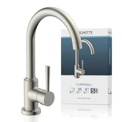 Imagen de Schütte 79126 Grifo Mezclador de Fregadero Cornwall, Acero Inoxidable