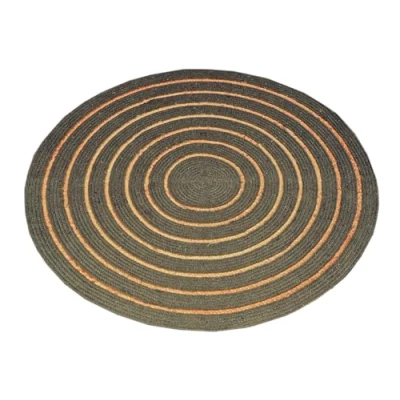 Imagen de Atout Ciel Alfombra Redonda (120 cm, algodón Trenzado, Efecto Yute Rayado), Color Caqui
