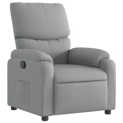 Imagen de vidaXL Sillón Reclinable, Silla con Respaldo Reposabrazos, de Televisión Relax Descanso, Asiento para Salón Hogar, Tela Gris Claro