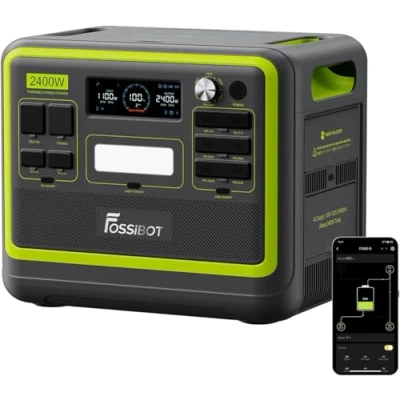 Imagen de FOSSiBOT F2400 Generador eléctrico solar portátil, 2400 W, 2048 Wh LiFePO4 Batería de emergencia con 3 salidas CA W (4800 Pic), grupo electrógeno para autocaravanas