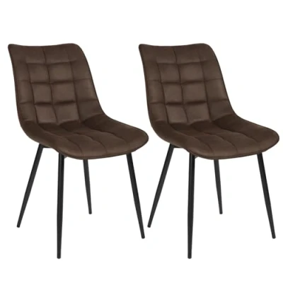Imagen de WOLTU Pack de 2 Sillas Comedor Asiento Tela Dining Chairs Silla Diseño Tapizada Estructura Metálica Sillón con Respaldo Cocina Marrón Oscuro BH247dbr