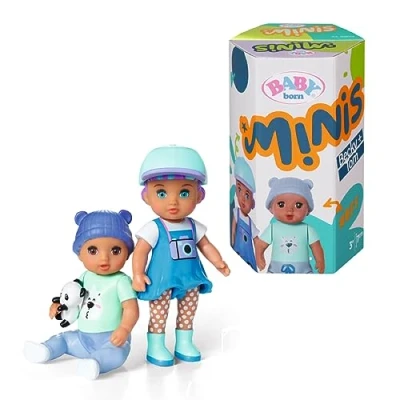 Imagen de BABY born Minis Online Pack Doble 3 Tom y Becky 906040, Muñeca de 6.5cm con Efectos Cambio Color 7cm Gorro Removible, Adecuado para Niños a partir Años