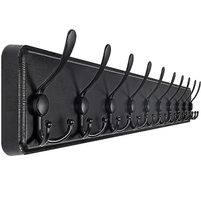Imagen de SKOLOO perchero rústico grande montado en la pared: largo de 97 cm para pared, gancho pared madera maciza pino, colgador colgar mochila, chaqueta, sombrero