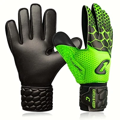 Imagen de CATCH &amp; KEEP Kralle Junior Pro 3.0 Guantes Portero Futbol niño de Profesionales Falcon Grip Resistentes niño, niños (3, Verde)
