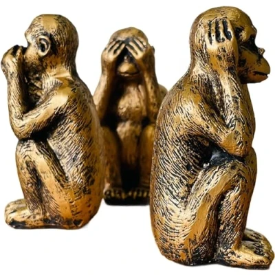 Imagen de CDXHOME Juego de 3 estatuas monos sabios no escucha el mal, ve habla mal Figuras decorativas resina mono para hogar y la oficina Decoración artística