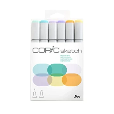 Imagen de Copic Sketch Set «Pasteles pálidos», 6 rotuladores dobles con punta mediana y de pincel.
