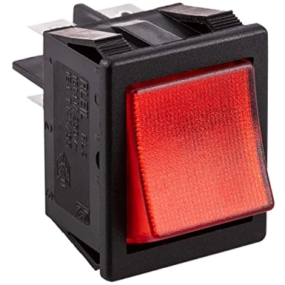 Imagen de BeMatik Interruptor basculante Rojo Luminoso DPST 4 Pin Carcasa Negra