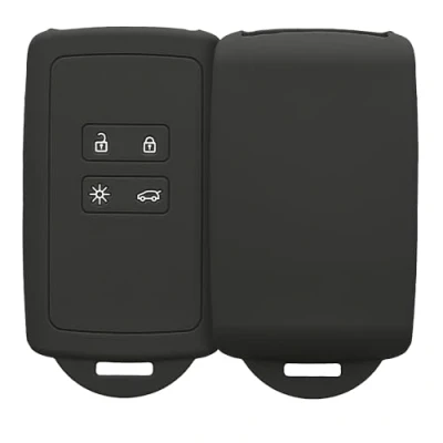 Imagen de kwmobile Funda de Silicona Compatible con Renault Llave Coche Smart Key 4 Botones (Solo Keyless Go) Carcasa Protectora para Llavero Case Mando Auto Negro Mate
