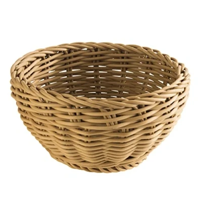 Imagen de cesta redonda APS &quot;Profi Line&quot;, de mimbre marrón claro, polipropileno, contenedor mimbre, pan, alimentos, diámetro Ø 16 cm, altura 8 cm