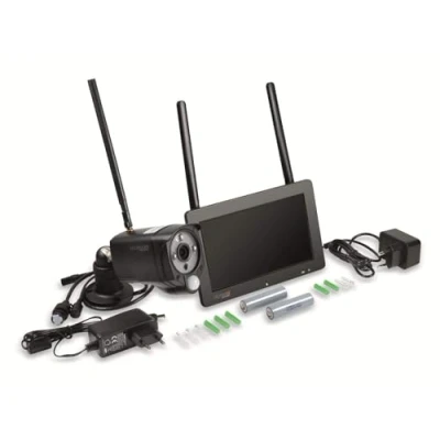 Imagen de Technaxx Conjunto de cámara vigilancia Seguridad inalámbrica TX 128 FullHD, Pantalla táctil 7&#039;&#039;, Monitor PIR, visión Nocturna, función Alarma, notificaciones automáticas (Negro)