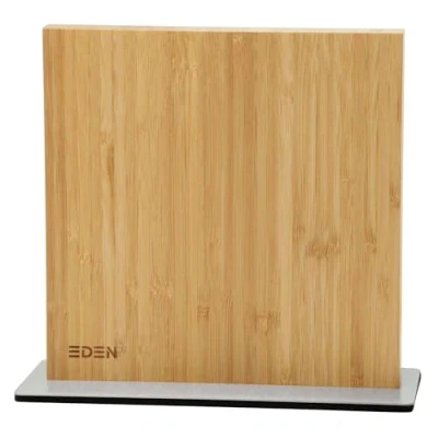 Imagen de Eden Magnetic Knife Block EQB103 Bloque Magnético para Cuchillos, Madera de Bambú, Base Acero, 23 x 25 cm