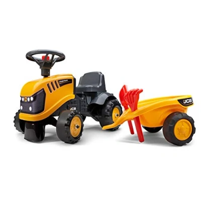 Imagen de Falk Letras Portador JCB con Remolque 12 Meses Fabricado en Francia Pala y rastrillo Incluido 2 Estilos de personalización Placa matrícula Personalizable 215C, Color, Large (Falquet