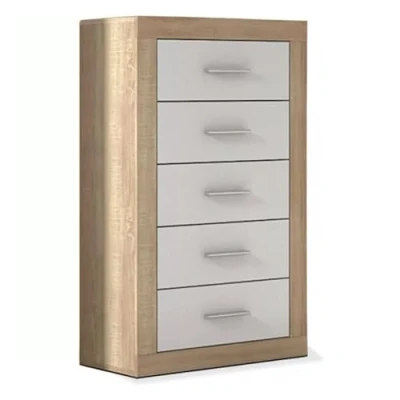 Imagen de SHIITO Sinfonier con 5 Cajones Ideal para Dormitorios Color Cambrian Blanco 106 x 60 39.5 Modelo Bono
