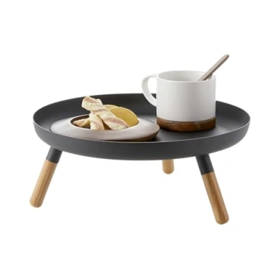 Imagen de Yamazaki 5565 Plain Bandeja con Patas, Negro, Acero/Madera, Minimalista, 32 x 13 cm