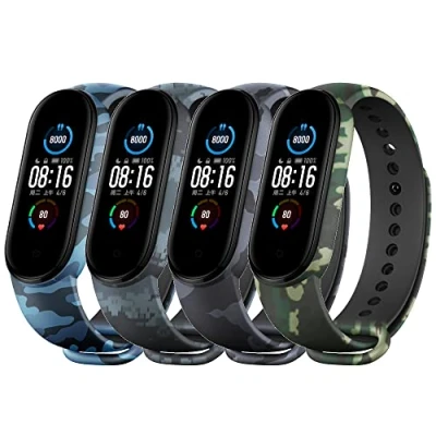 Imagen de ACTECH Correa para Xiaomi Mi Band 5 Pulsera, 6 4 Piezas Camuflaje Coloridos Reloj Silicona Reemplazar Banda Pulsera