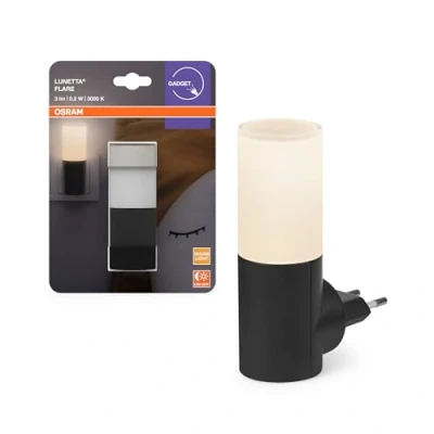 Imagen de OSRAM Lunetta Backlight Flare Black, luz móvil, 0,20 W, 3 lm, blanco cálido, nocturna con detector de movimiento, sensor día/noche, para uso en interiores