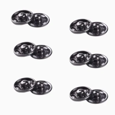 Imagen de Corchetes de Presión Metal, 6 Pares Negros Broches para Coser, Botones Metálicos a Presión, Sujetadores Cierre Invisible, Ropa Vaquera Pantalones Snaps