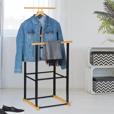 Imagen de IDMarket Valet de dormitorio Tom efecto madera y metal