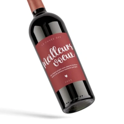 Imagen de 4 etiquetas adhesivas para personalizar con texto botella de vino o champán Cuvée Mejores V?ux Fiestas fin Año Nuevo Regalo Tamaño 9 x 12 cm